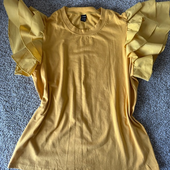 Lot of 2 Maternity Blouses – Blue & Mustard Yellow, Size M - Picture 3 of 4